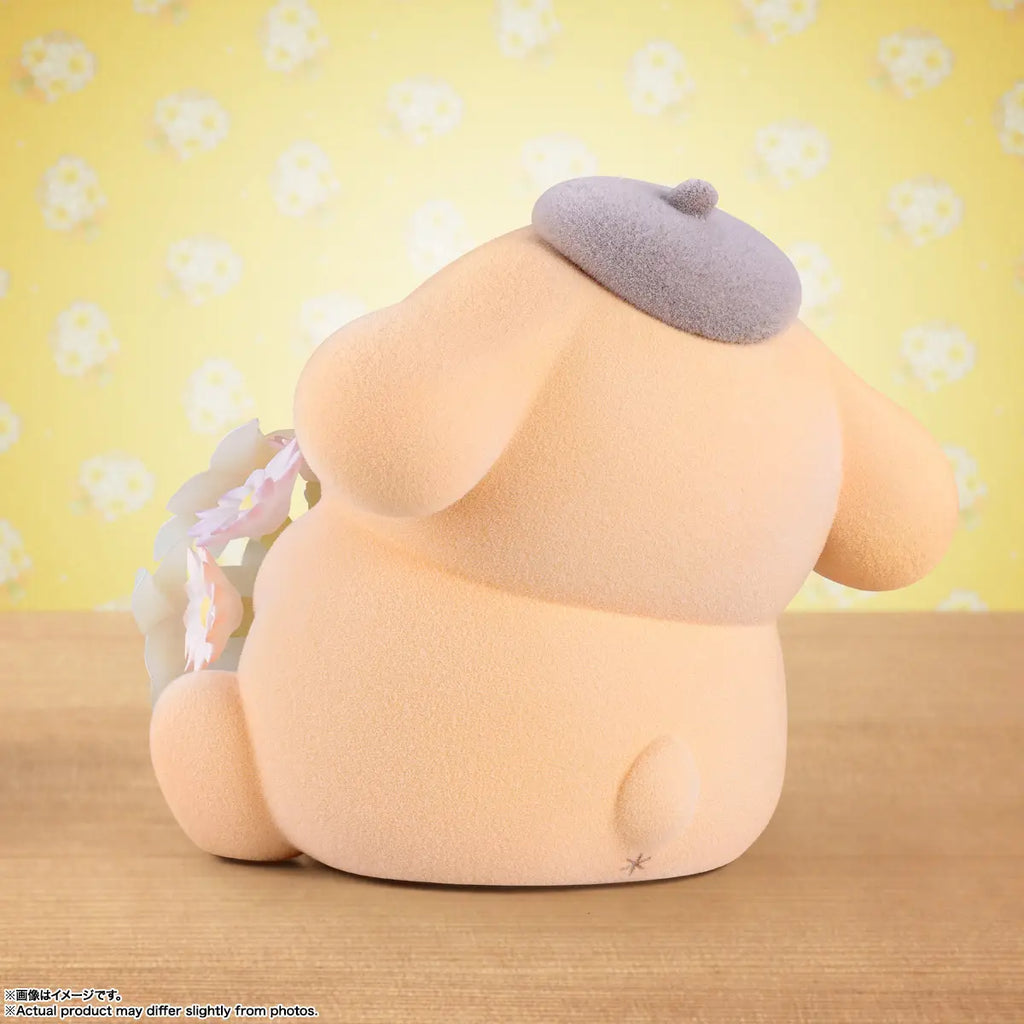 Figurine de collection Bouquet translucide Pompompurin, texture floquée, couleurs pastel