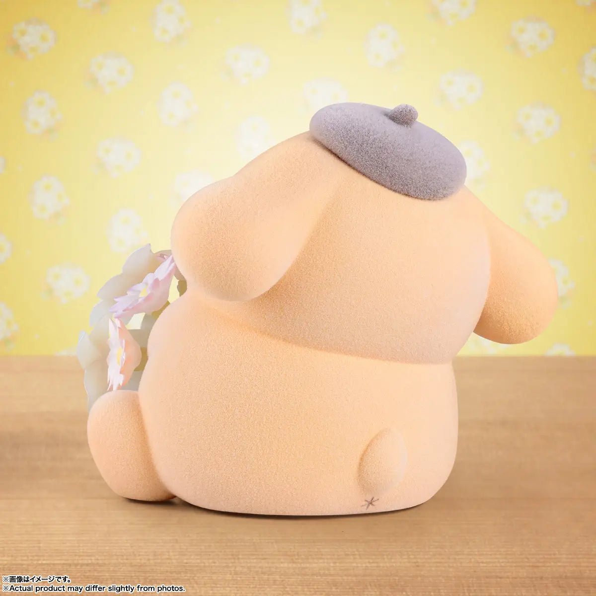 Figurine de collection Bouquet translucide Pompompurin, texture floquée, couleurs pastel