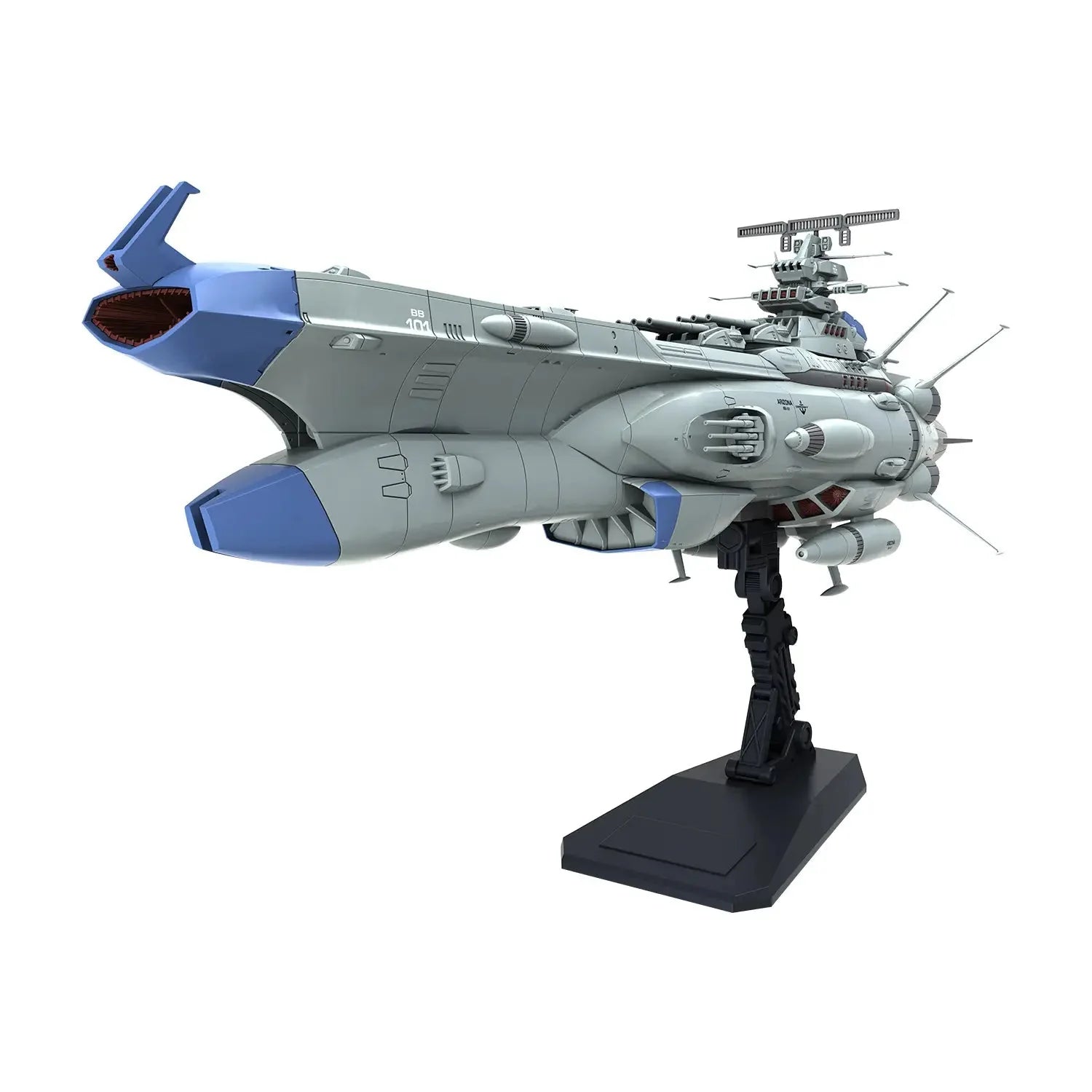 Maquette en plastique cuirassé spatial classe Arizona à l'échelle 1/1000 avec présentoir