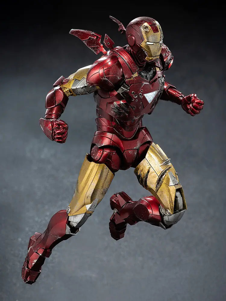 Figurine articulée Iron Man Battle Damage DLX à l'échelle 1/12