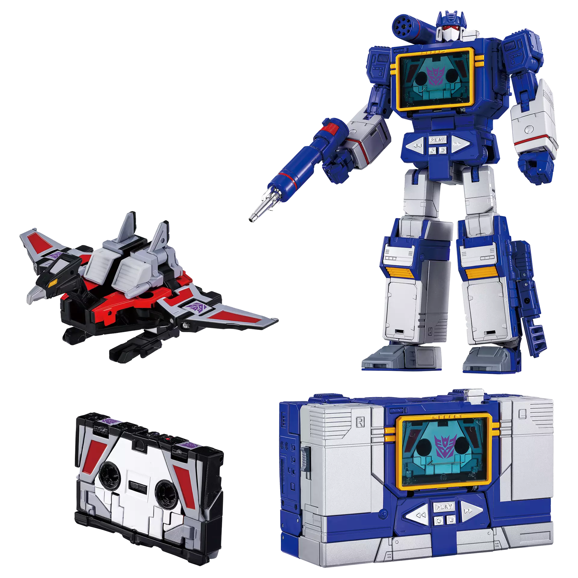 Figurine articulée transformable Soundwave et Condor (Laserbeak) avec accessoires