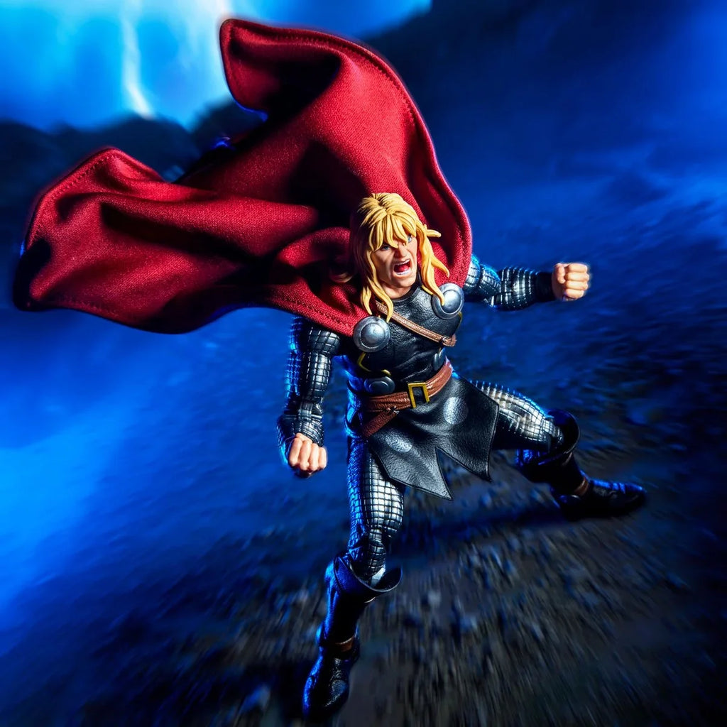 Figurine articulée Thor avec cape, Mjolnir, effets de foudre et accessoires