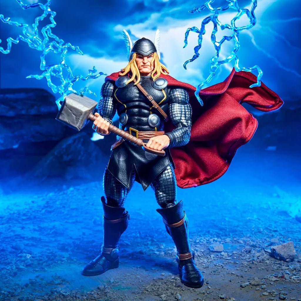 Figurine articulée Thor avec cape, Mjolnir, effets de foudre et accessoires