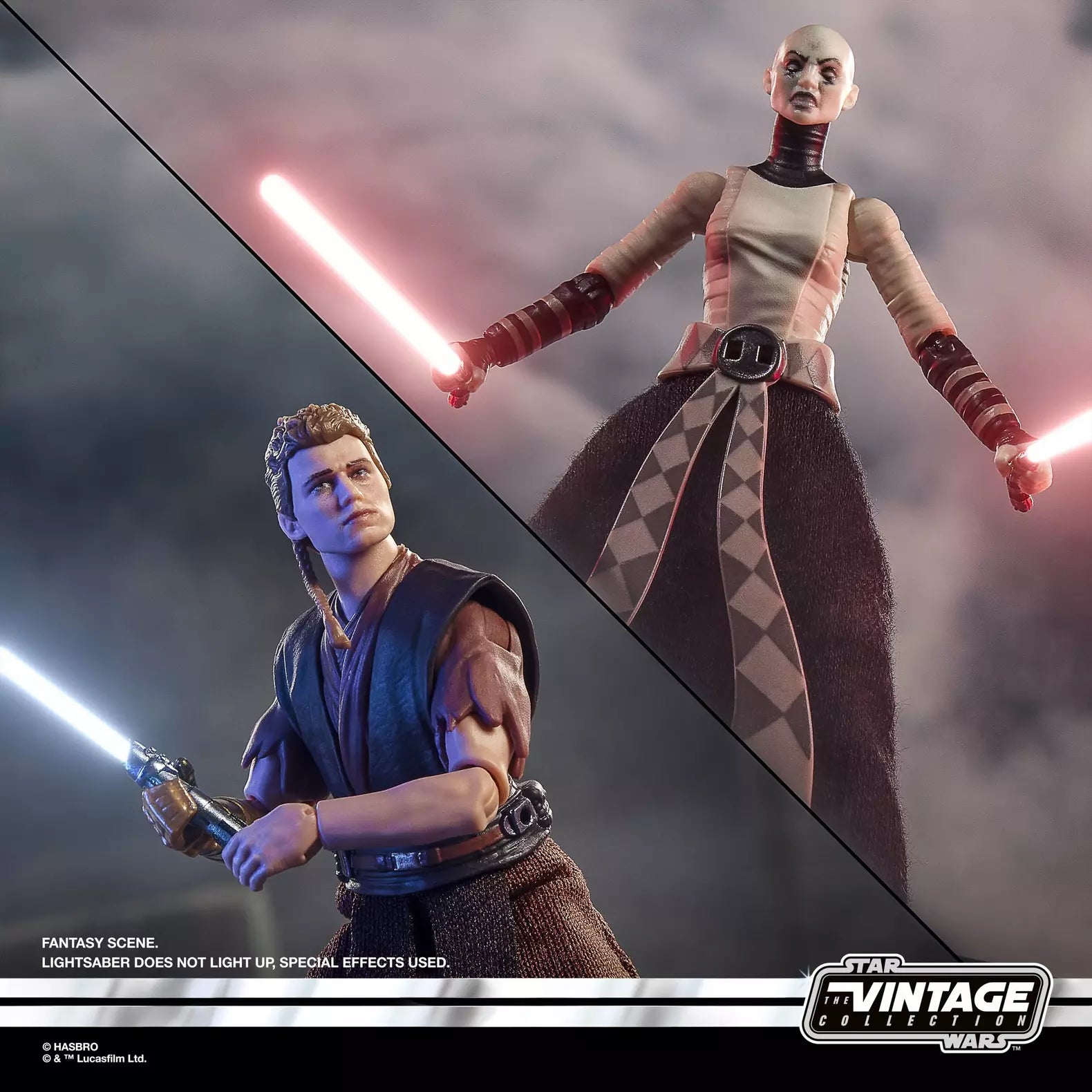 Figurine articulée Anakin Skywalker et Asajj Ventress de 3,75 pouces