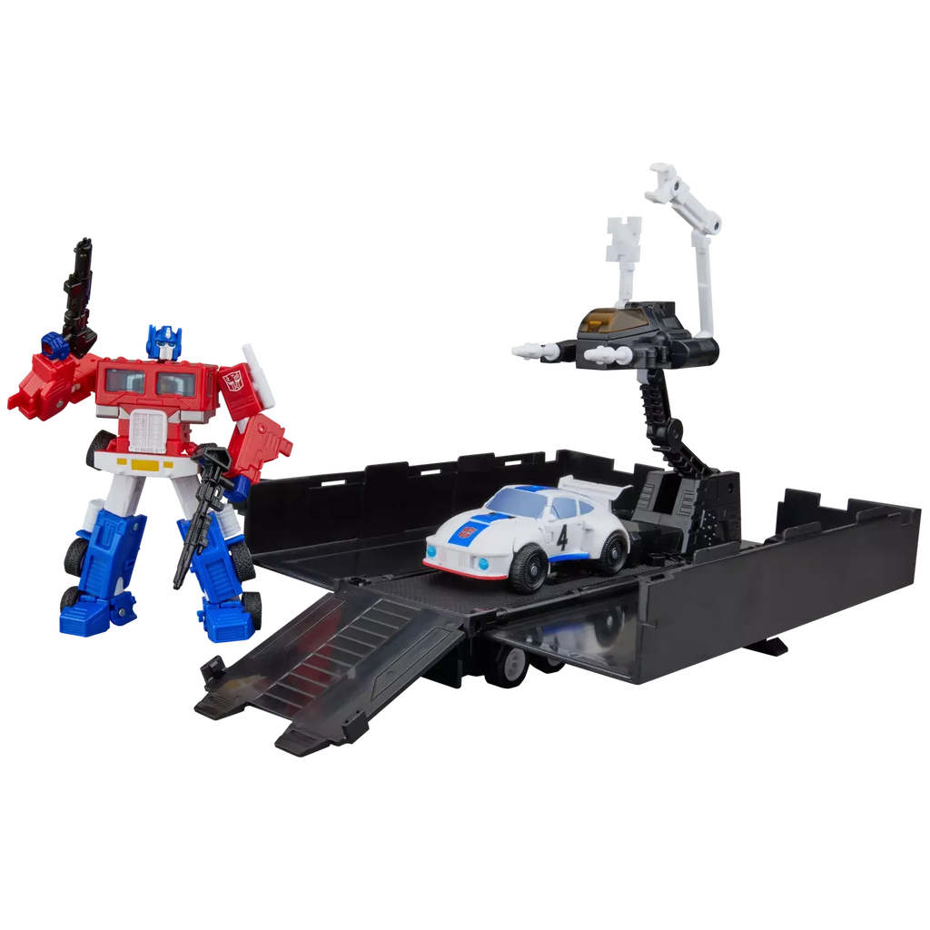 Optimus Prime et Jazz Autobot figurines articulées en coffret avec remorque et accessoires