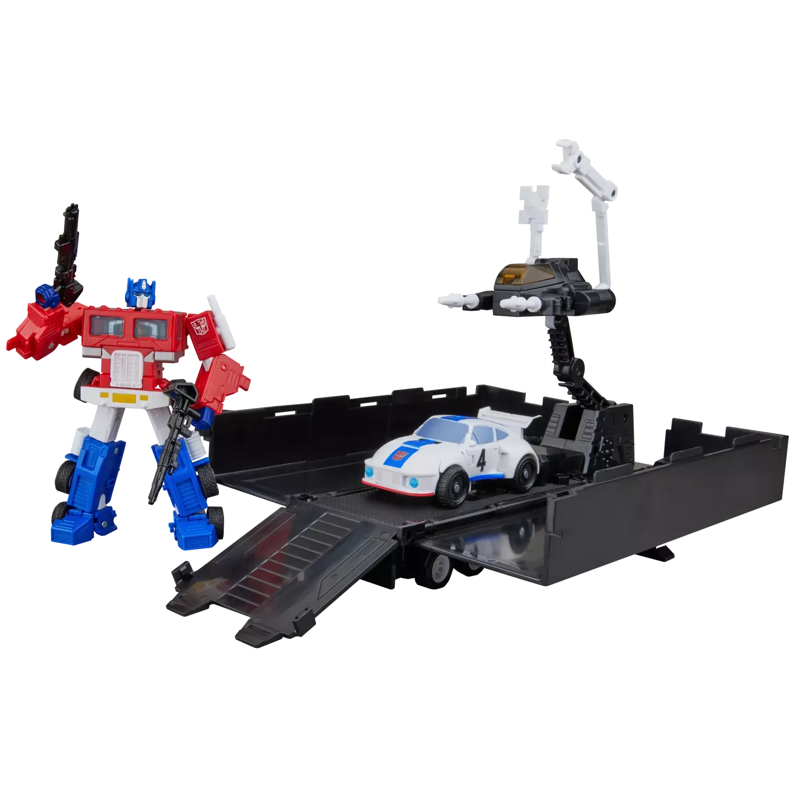 Optimus Prime et Jazz Autobot figurines articulées en coffret avec remorque et accessoires