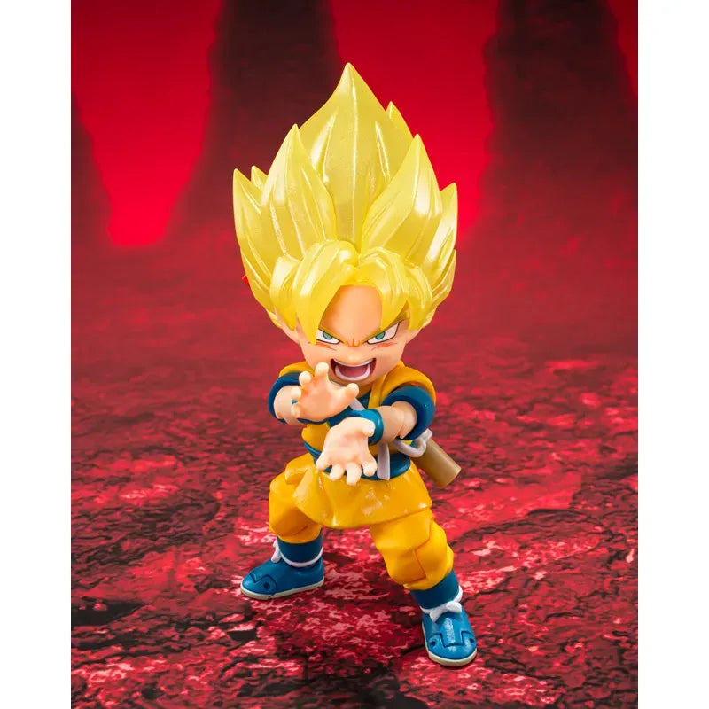 Figurine articulée Super Saiyan Goku légèrement endommagée, cheveux translucides, édition exclusive du SDCC