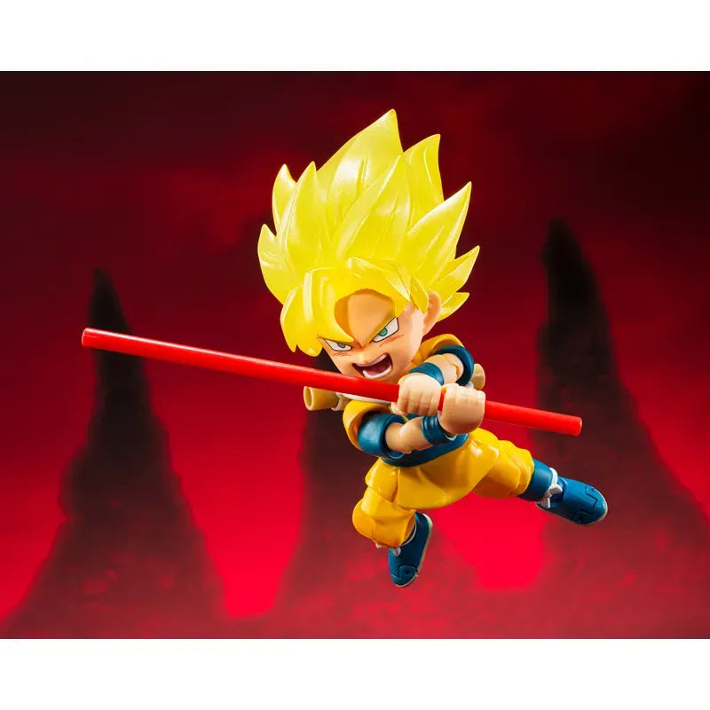 Figurine articulée Super Saiyan Goku légèrement endommagée, cheveux translucides, édition exclusive du SDCC