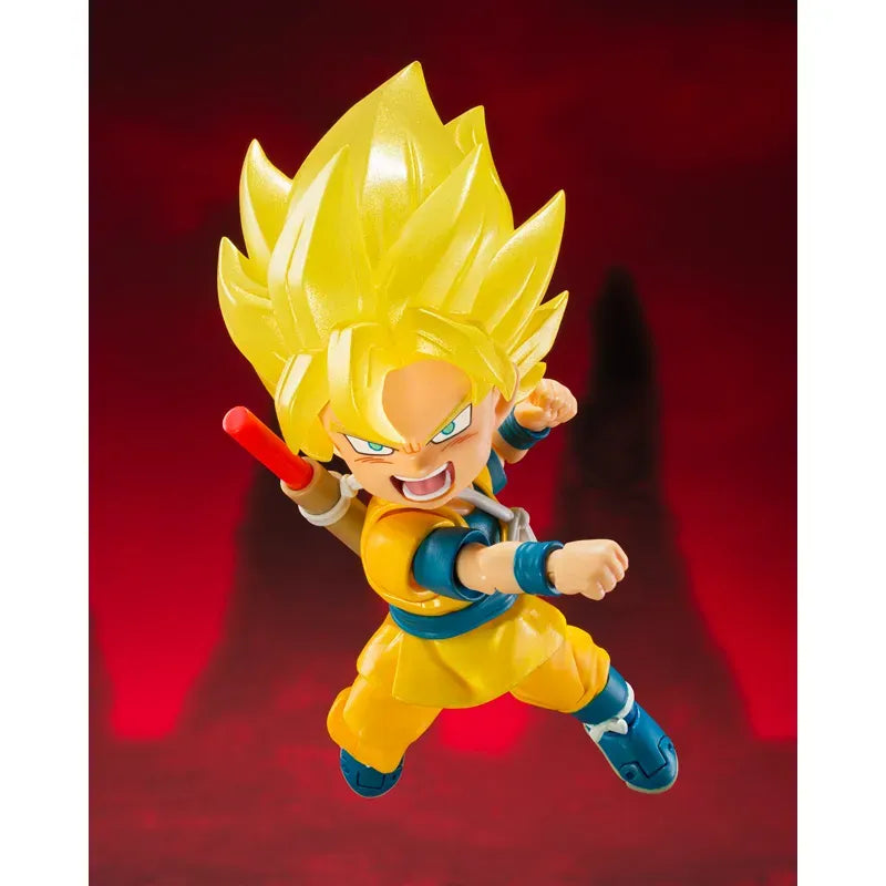 Figurine articulée Super Saiyan Goku légèrement endommagée, cheveux translucides, édition exclusive du SDCC