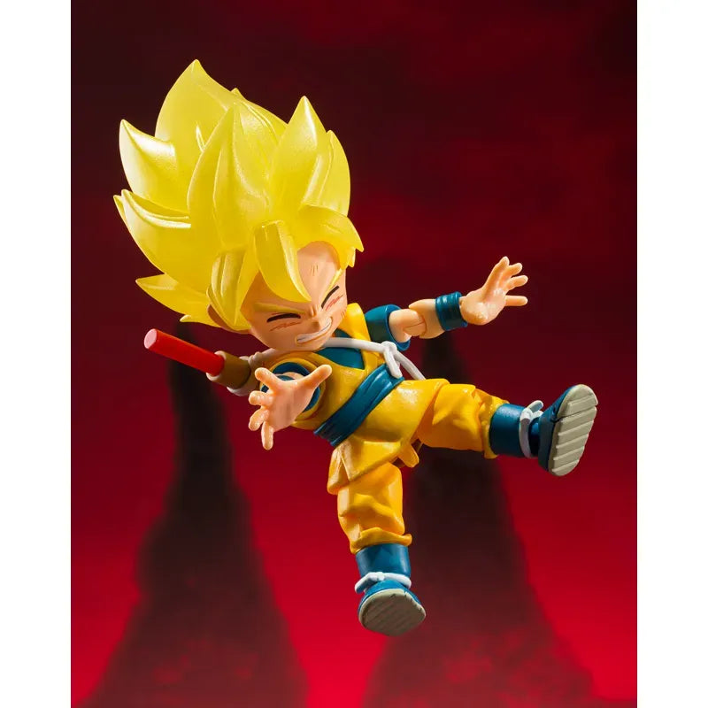 Figurine articulée Super Saiyan Goku légèrement endommagée, cheveux translucides, édition exclusive du SDCC