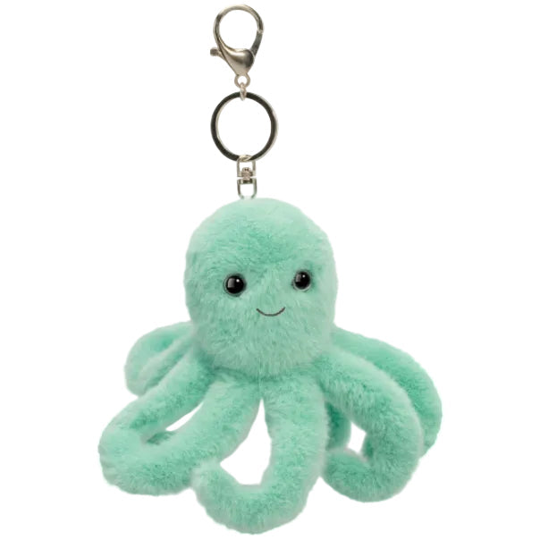 Porte-clés en peluche Poulpe Vert Menthe, accrochable, en forme d'animal en peluche