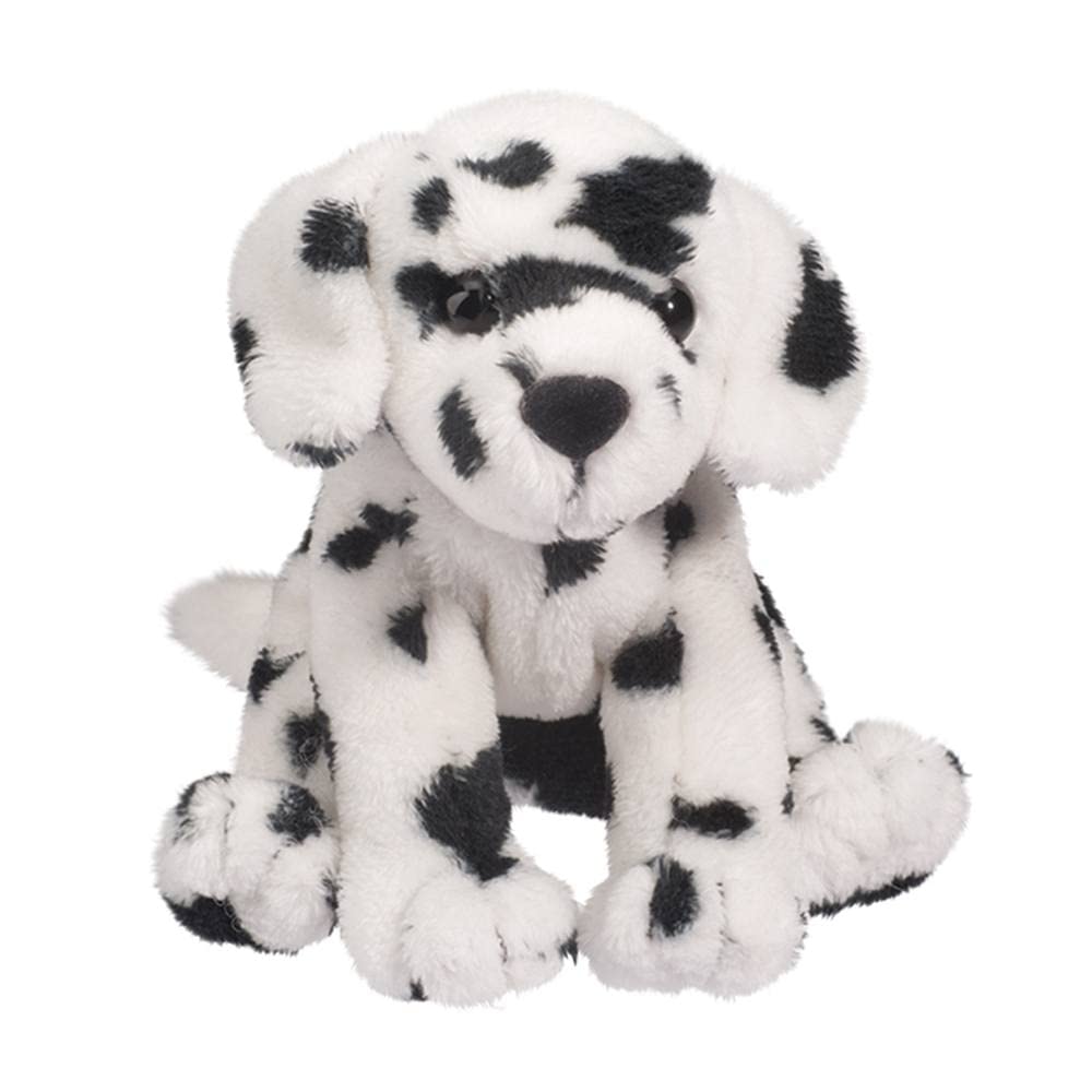 Peluche chien dalmatien damier jouet doux noir et blanc
