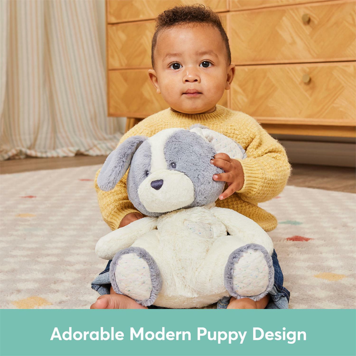 Peluche Chiot Tachetée Grise et Blanche – Jouet Doux – 32 cm